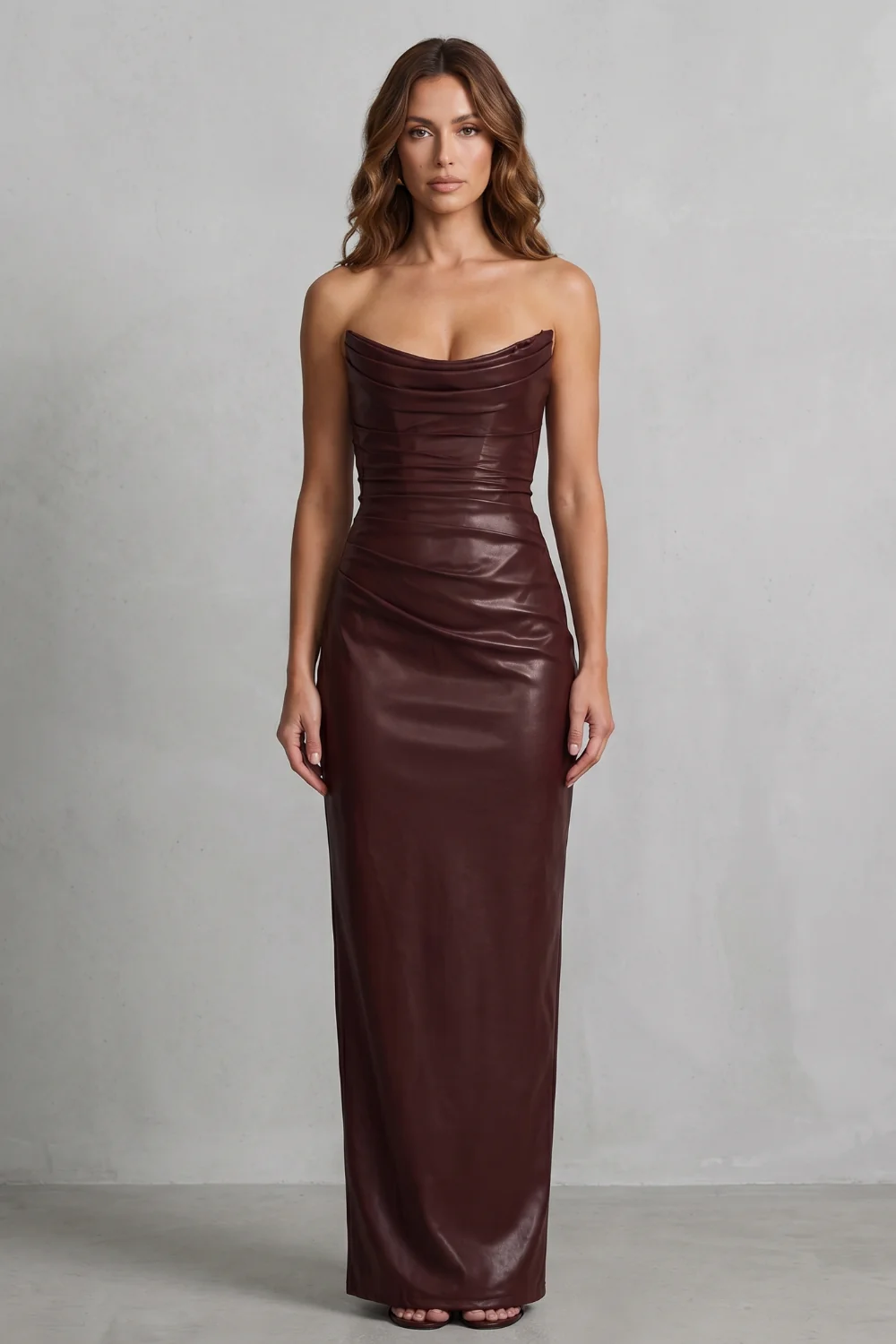 Albienne – Sculpted faux leather – Maxi dress - Image 2