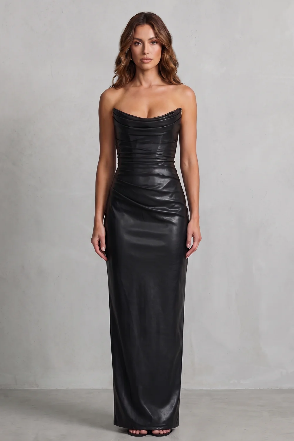 Albienne – Sculpted faux leather – Maxi dress - Image 6