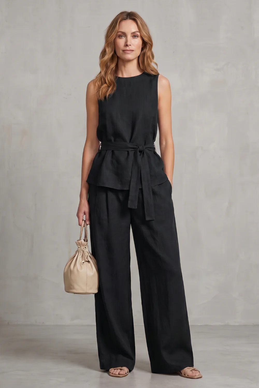 Alvera – Elegant tie-waist silhouette – Two-piece trouser set - Image 10