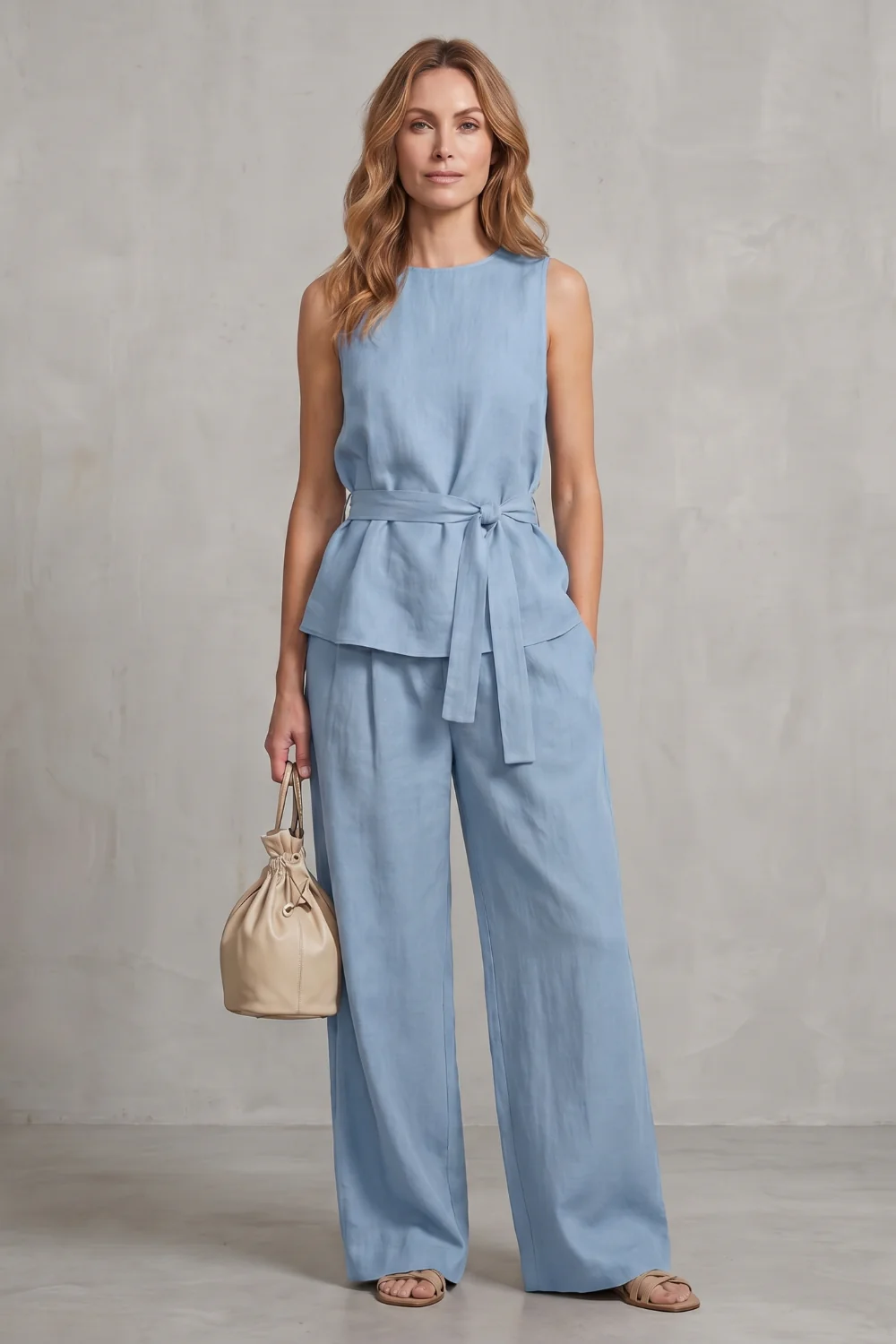 Alvera – Elegant tie-waist silhouette – Two-piece trouser set - Image 14