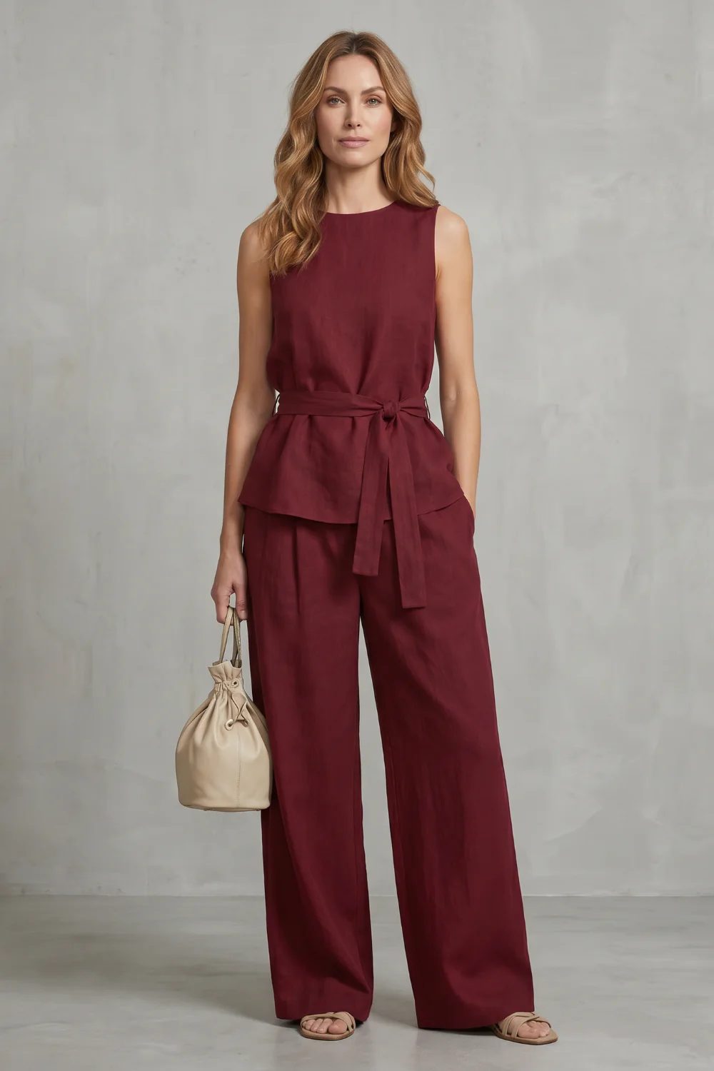 Alvera – Elegant tie-waist silhouette – Two-piece trouser set - Image 2