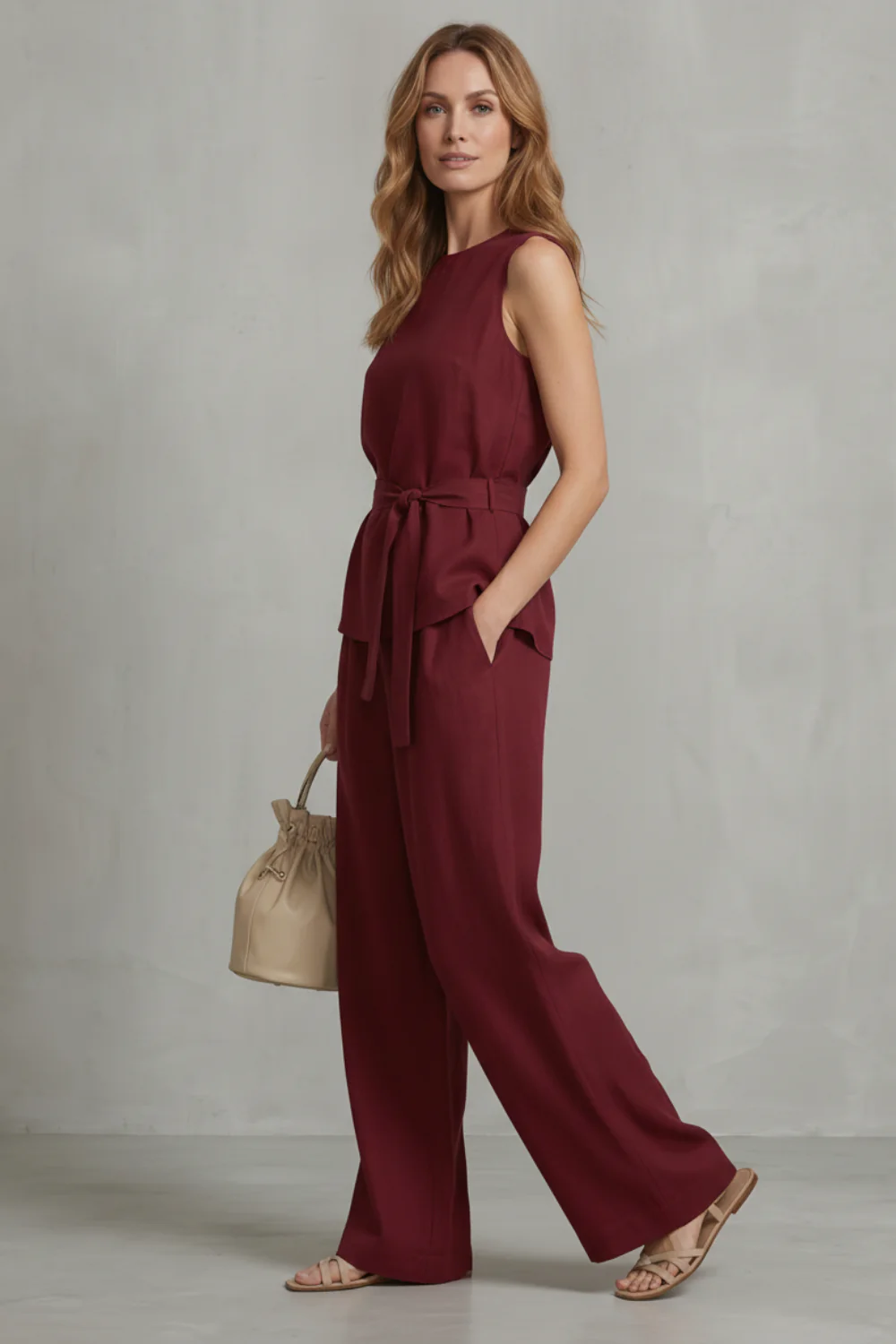 Alvera – Elegant tie-waist silhouette – Two-piece trouser set - Image 3