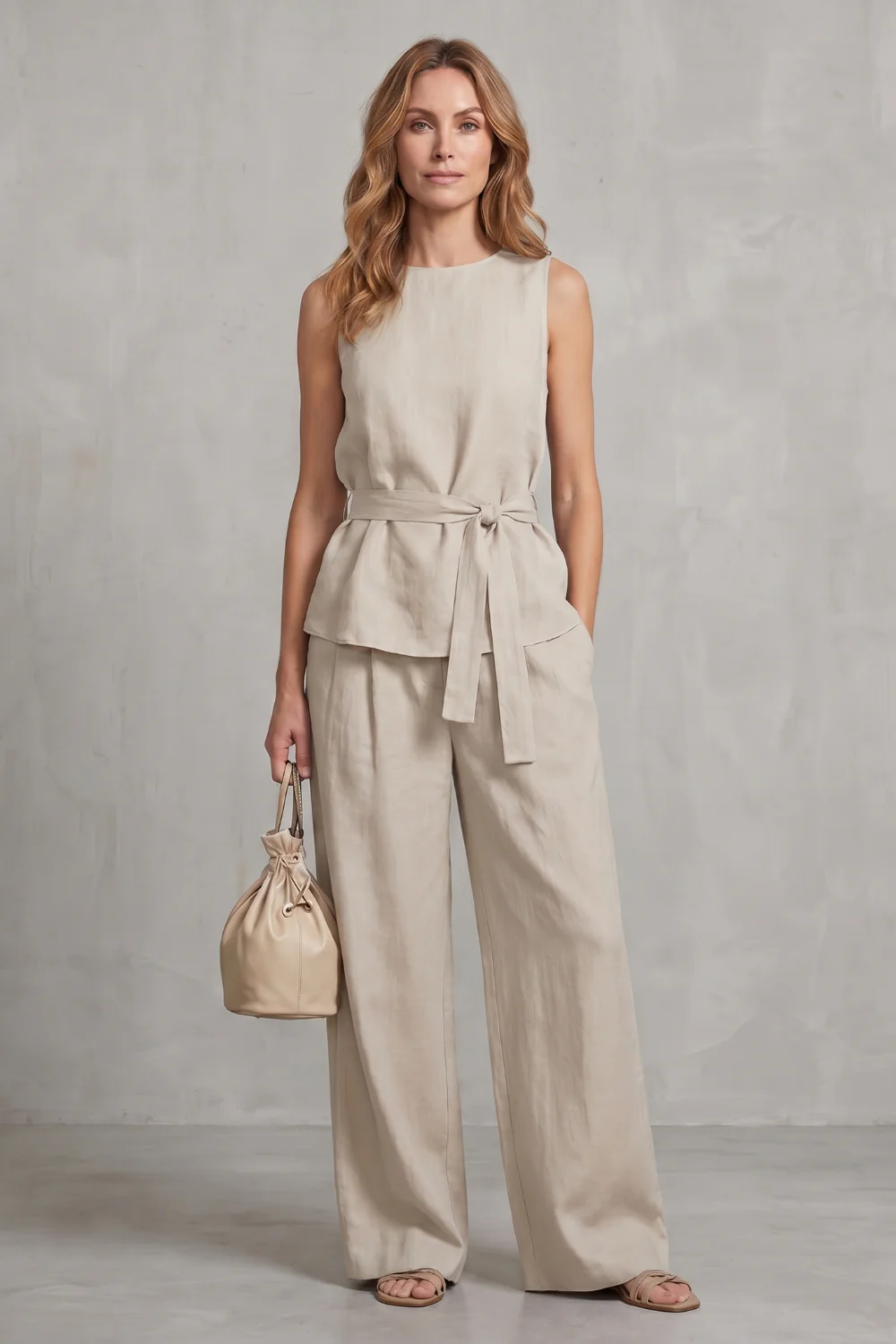 Alvera – Elegant tie-waist silhouette – Two-piece trouser set - Image 6