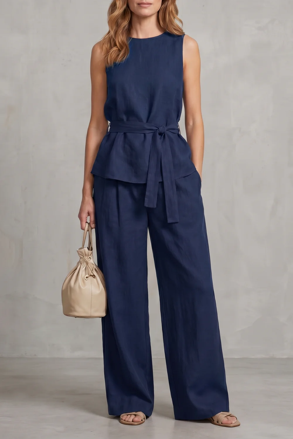 Alvera – Elegant tie-waist silhouette – Two-piece trouser set - Image 7