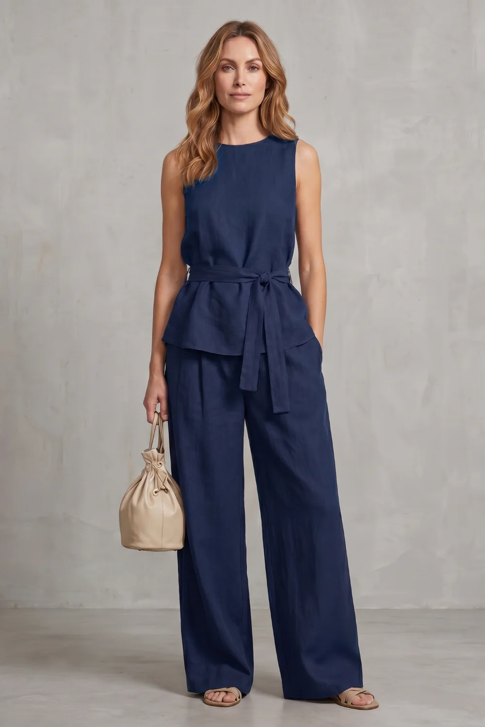Alvera – Elegant tie-waist silhouette – Two-piece trouser set - Image 8