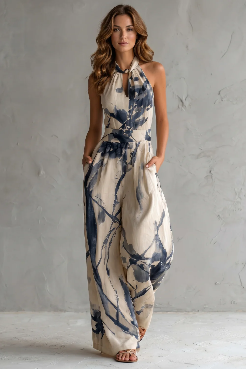 Aquarelle – Artistic ink print – Wide-leg jumpsuit - Image 2