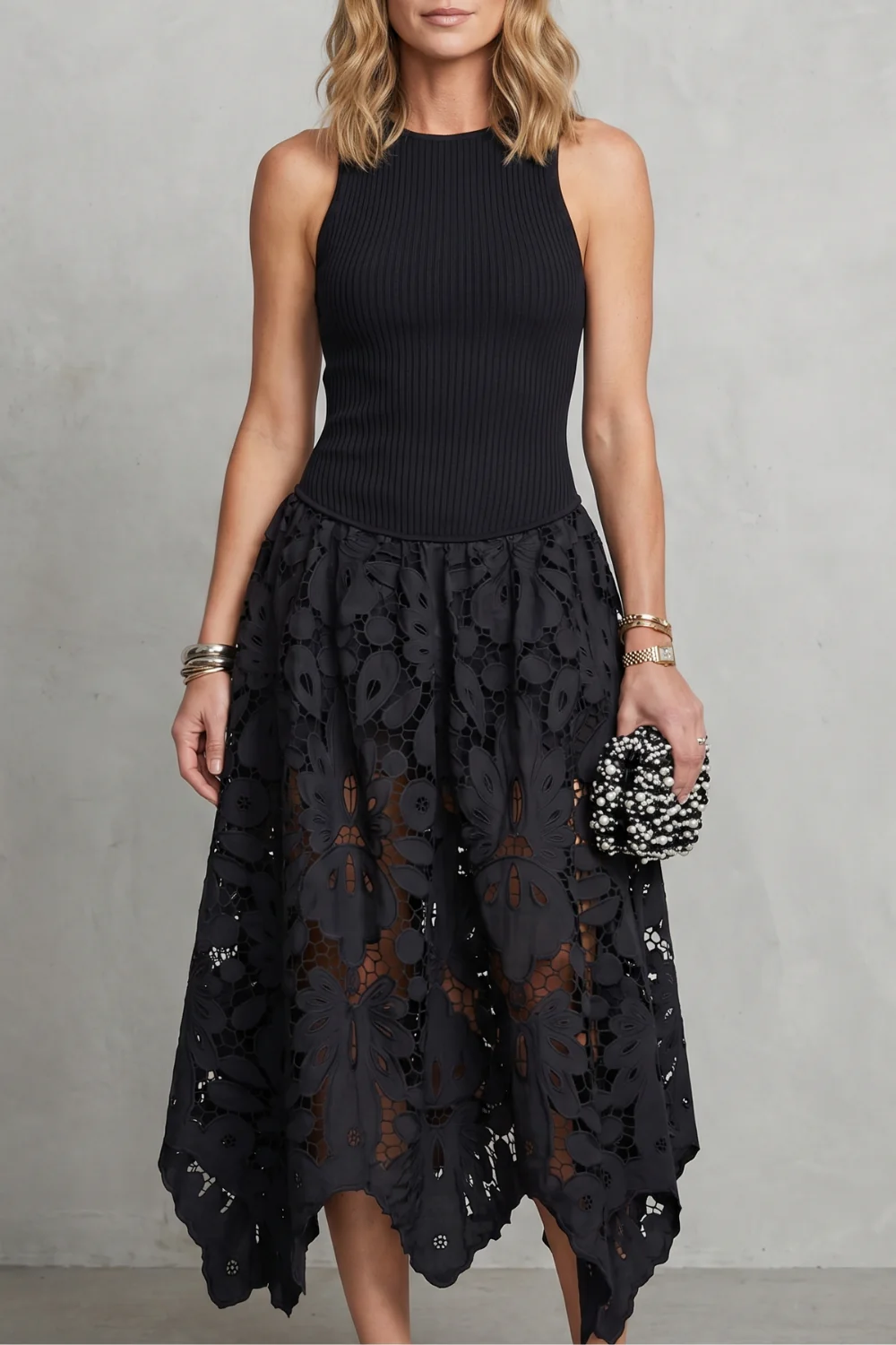 Atalisse – Lace contrast elegance – Midi dress