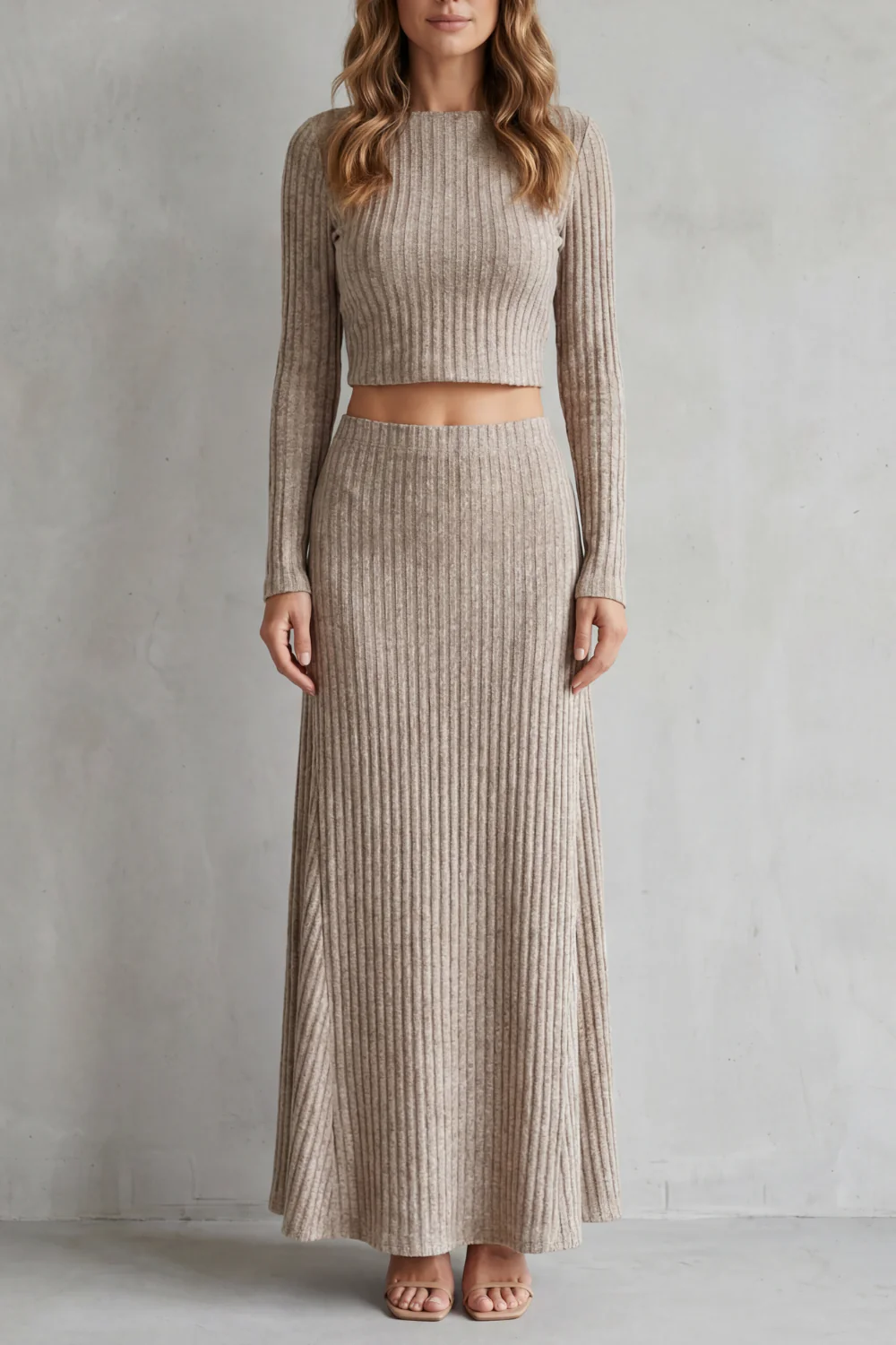 Aubrie – Ribbed Knit Elegance – Two-Piece Lounge Set