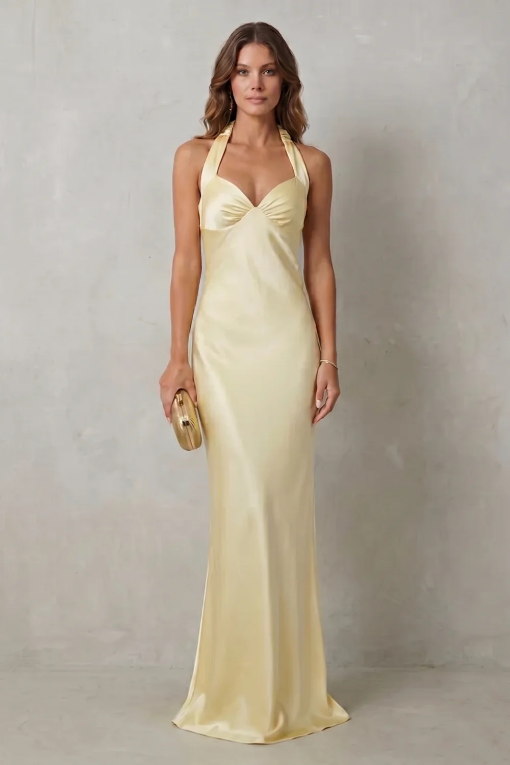 Auréliane – Golden hour elegance – Off-shoulder satin evening gown - Image 2