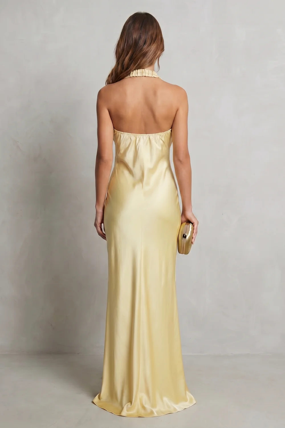 Auréliane – Golden hour elegance – Off-shoulder satin evening gown - Image 4