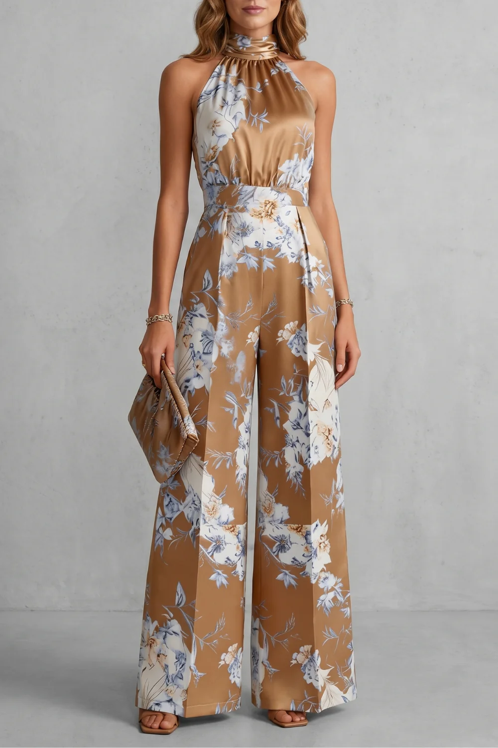 Aurelline – Romantic floral print – Halter jumpsuit