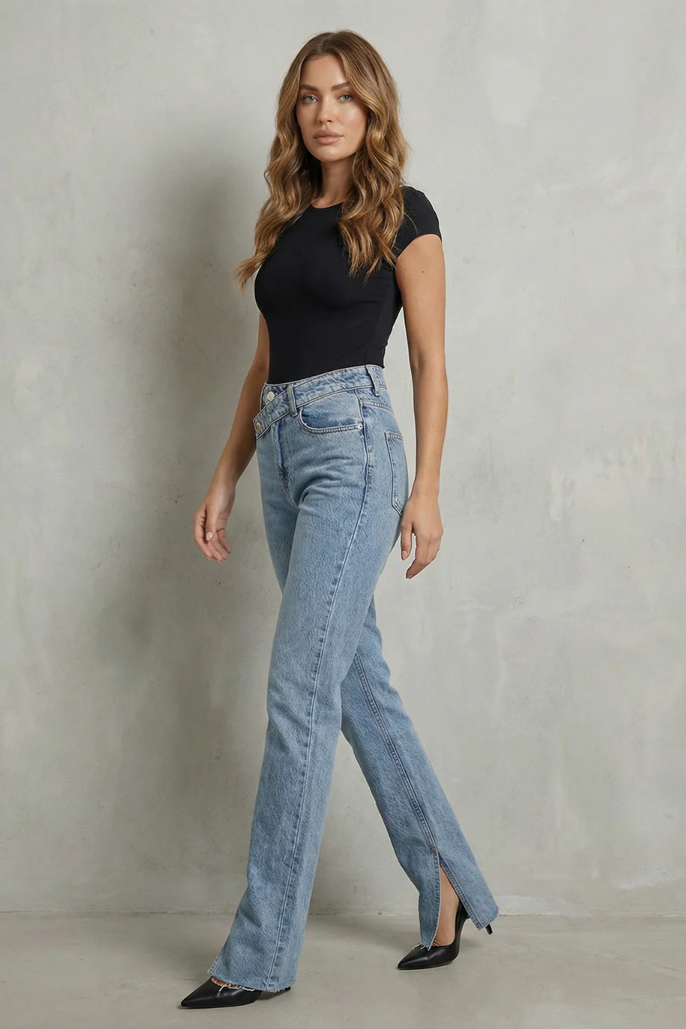 Aurevienne – Cross waist detail – Flare jeans - Image 3