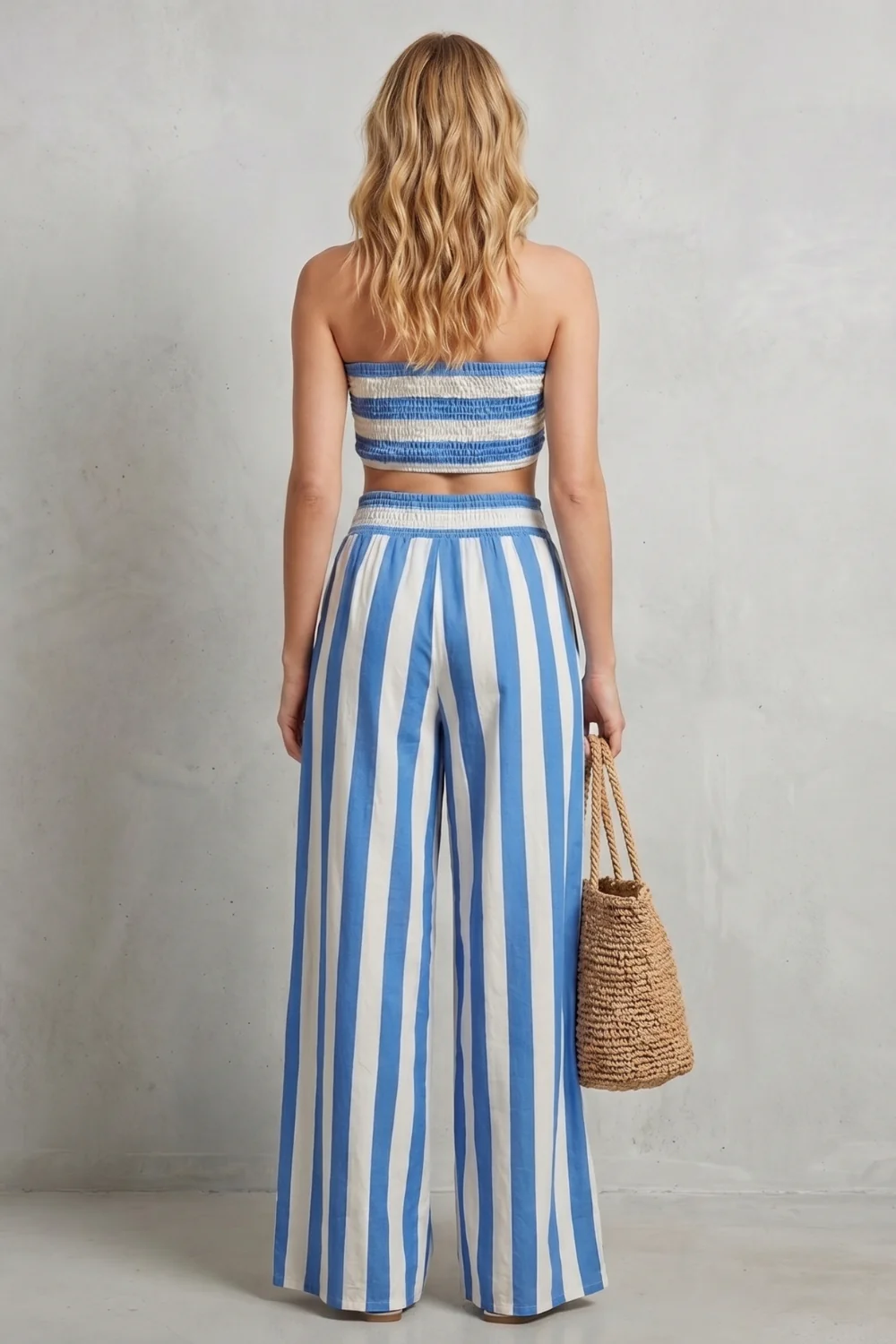 Azurielle – Coastal striped design – Two-piece trouser set - Image 4