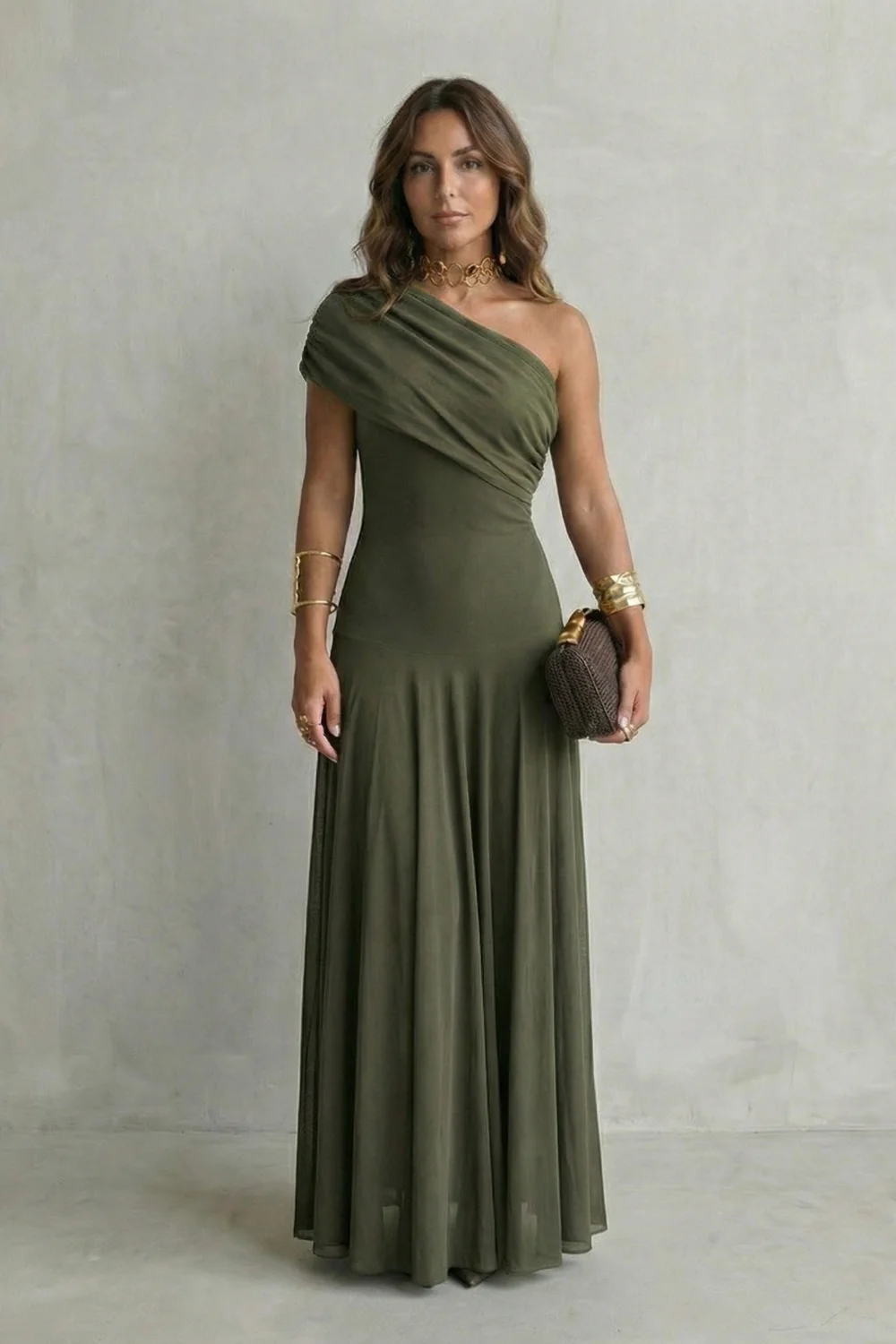 Bellamare – Elegant draped neckline – One shoulder maxi dress - Image 10