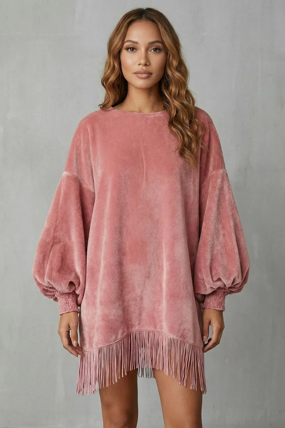 Bellurie – Voluminous sleeves – Fringe mini dress - Image 2