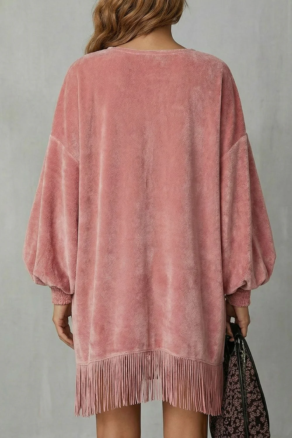 Bellurie – Voluminous sleeves – Fringe mini dress - Image 3