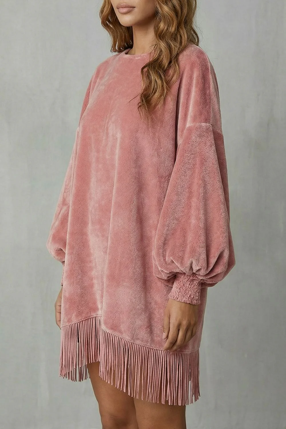 Bellurie – Voluminous sleeves – Fringe mini dress - Image 4