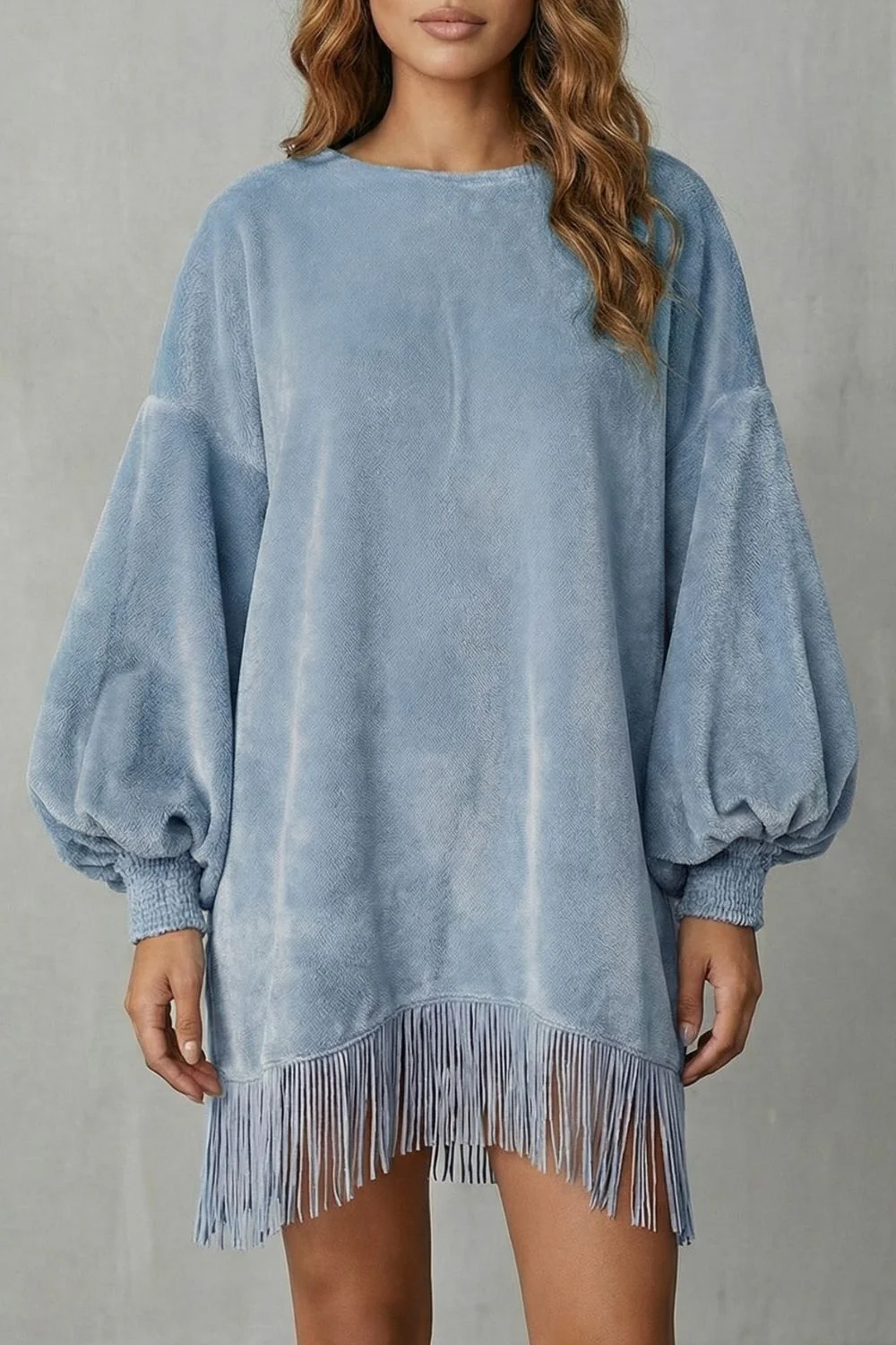 Bellurie – Voluminous sleeves – Fringe mini dress - Image 5