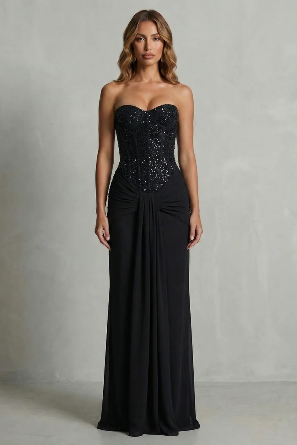 Carinelle – Draped satin elegance – Maxi dress - Image 6