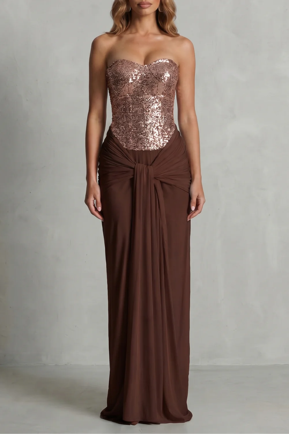 Carinelle – Draped satin elegance – Maxi dress - Image 7
