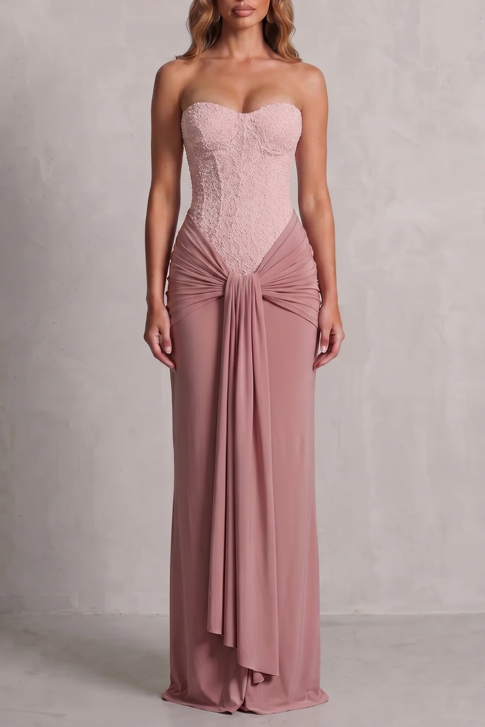 Carinelle – Draped satin elegance – Maxi dress - Image 9