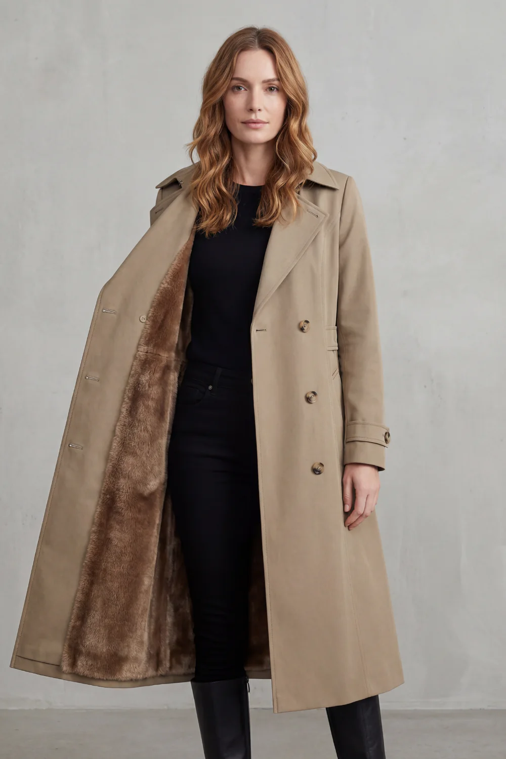 Carletta – Faux fur-lined trench – Double-breasted winter coat - Image 2