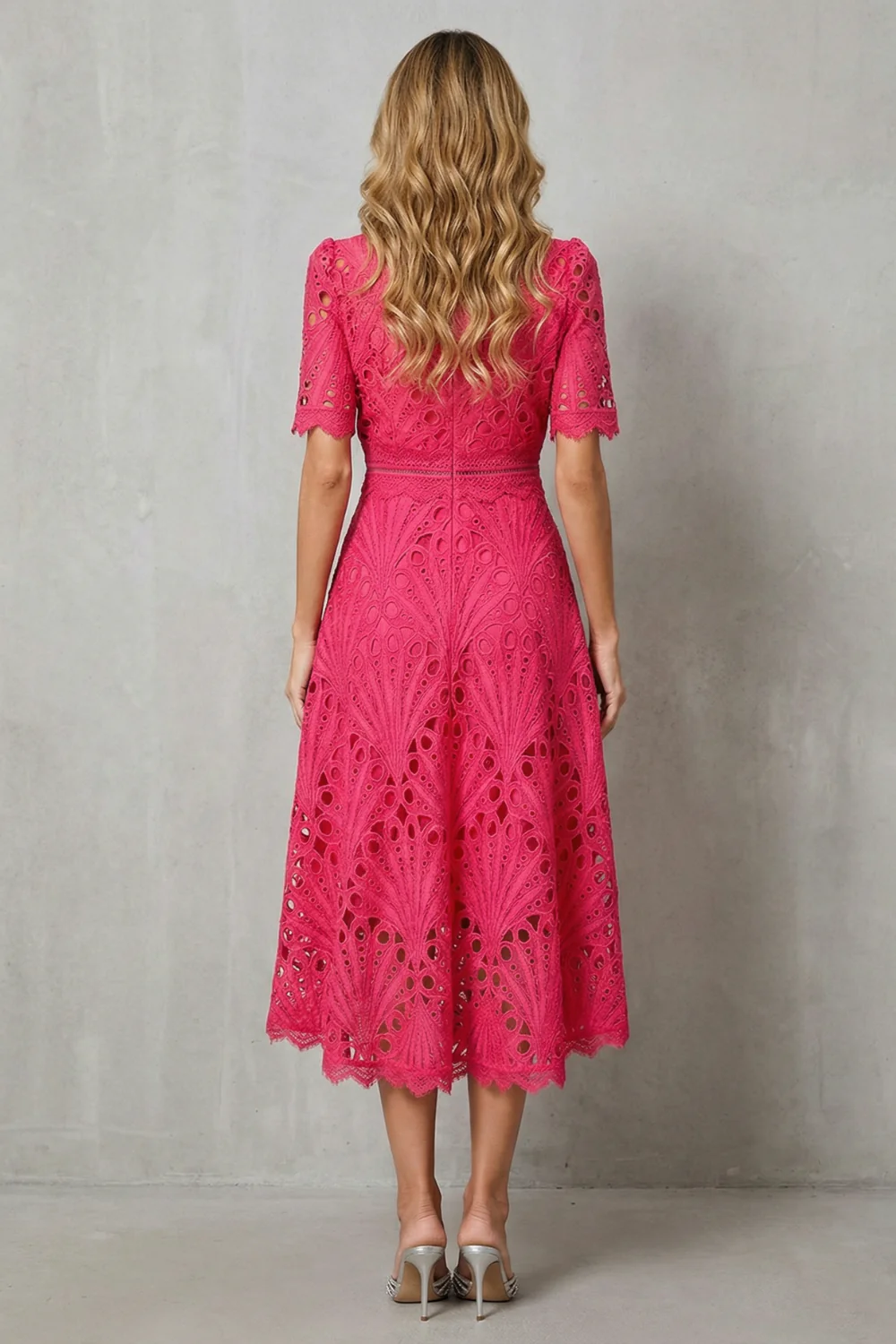 Charlisse – Ornate lace refinement – High-neck midi dress - Image 4