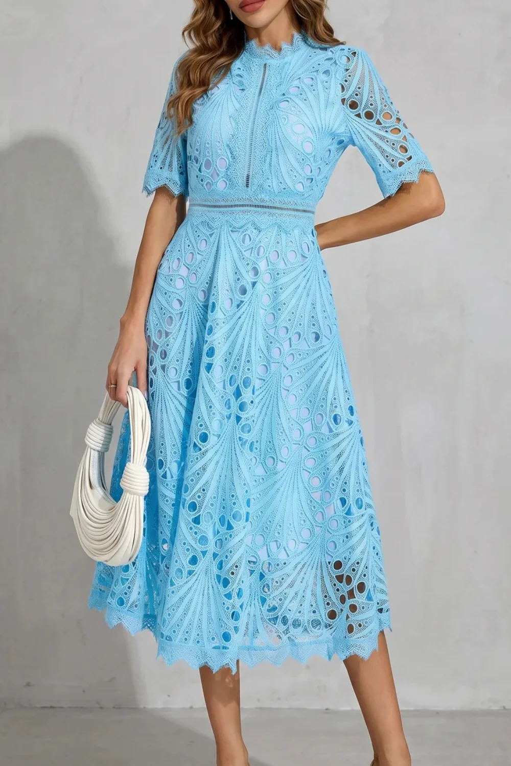 Charlisse – Ornate lace refinement – High-neck midi dress - Image 7