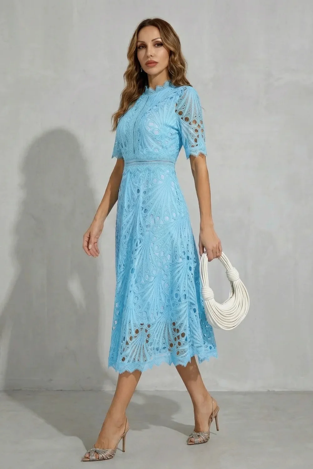 Charlisse – Ornate lace refinement – High-neck midi dress - Image 9