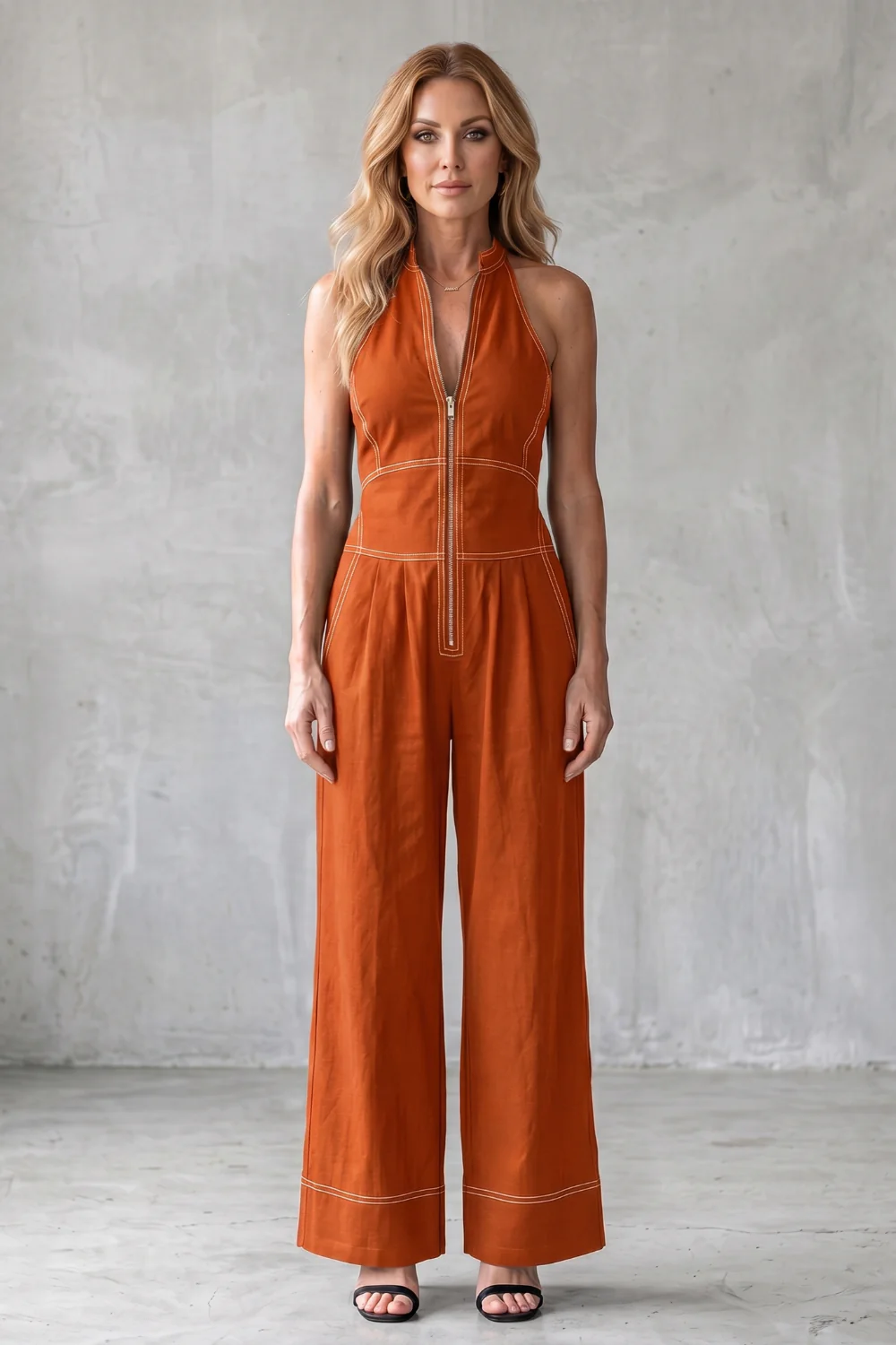 Darelle – Contrast stitch utility – Wide-leg jumpsuit - Image 10