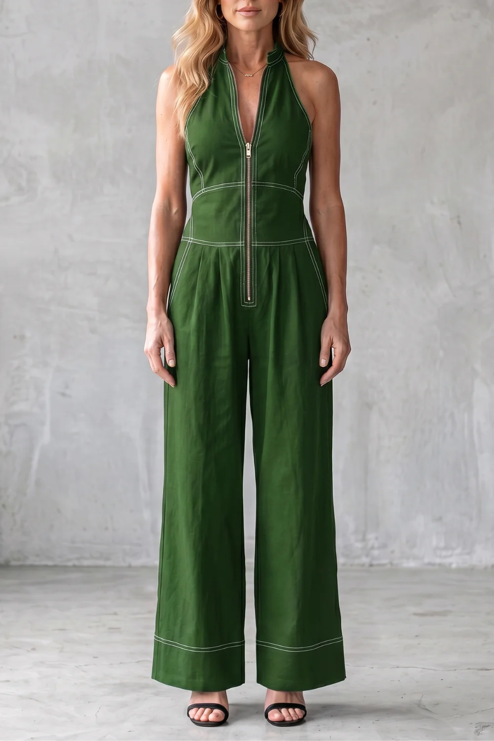 Darelle – Contrast stitch utility – Wide-leg jumpsuit - Image 5