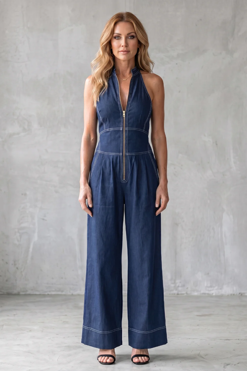 Darelle – Contrast stitch utility – Wide-leg jumpsuit - Image 8