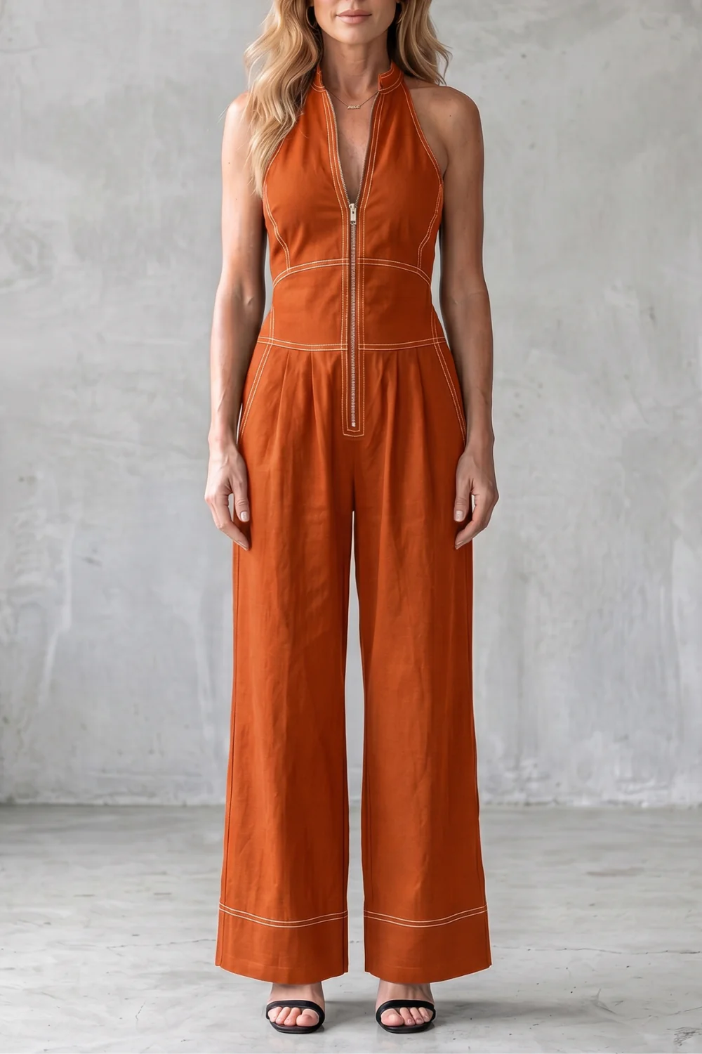 Darelle – Contrast stitch utility – Wide-leg jumpsuit - Image 9