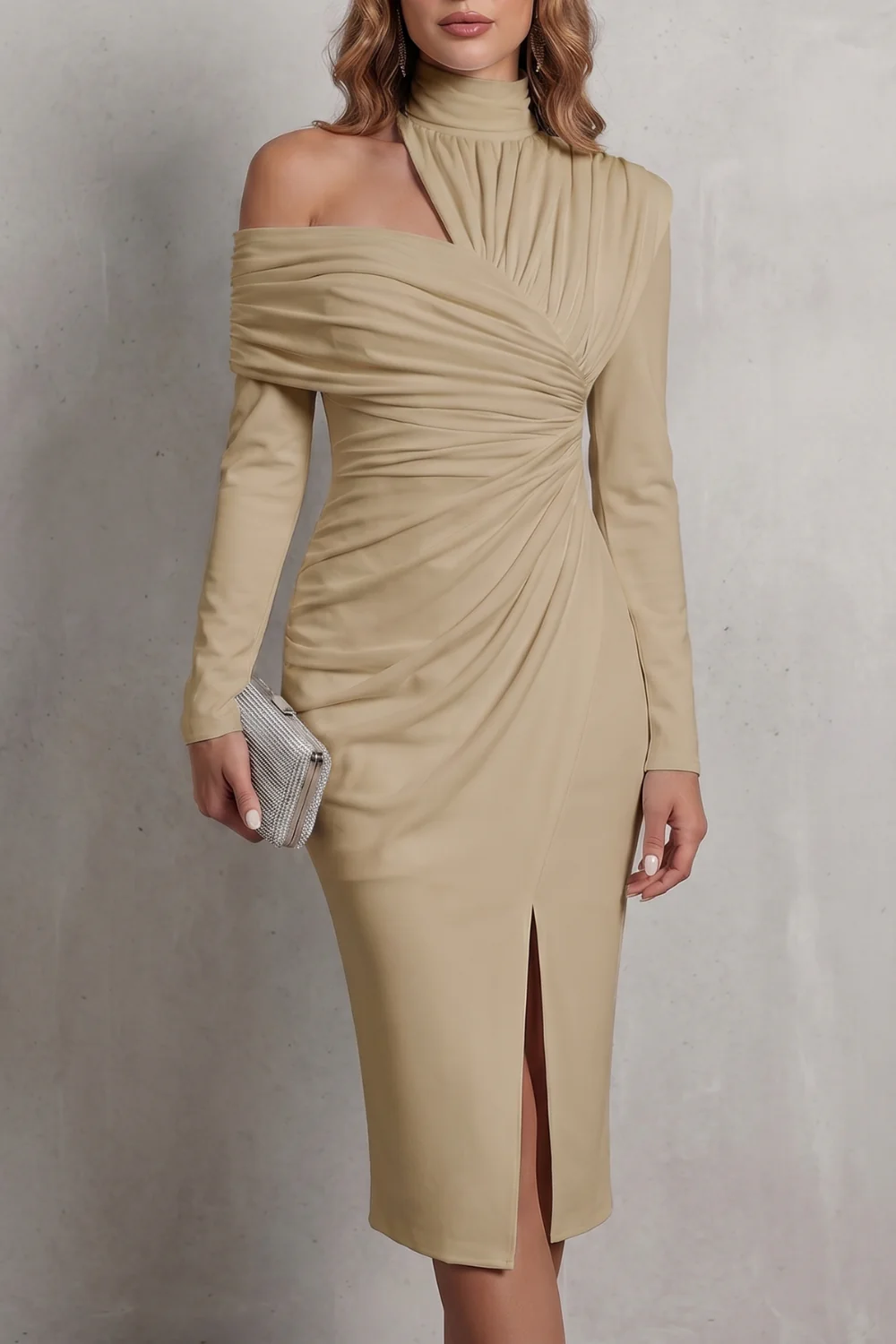 Élarise – Draped couture elegance – Midi dress - Image 15