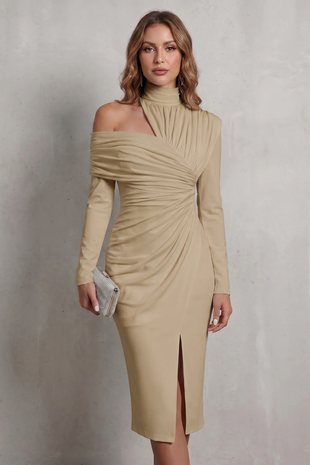 Élarise – Draped couture elegance – Midi dress - Image 16
