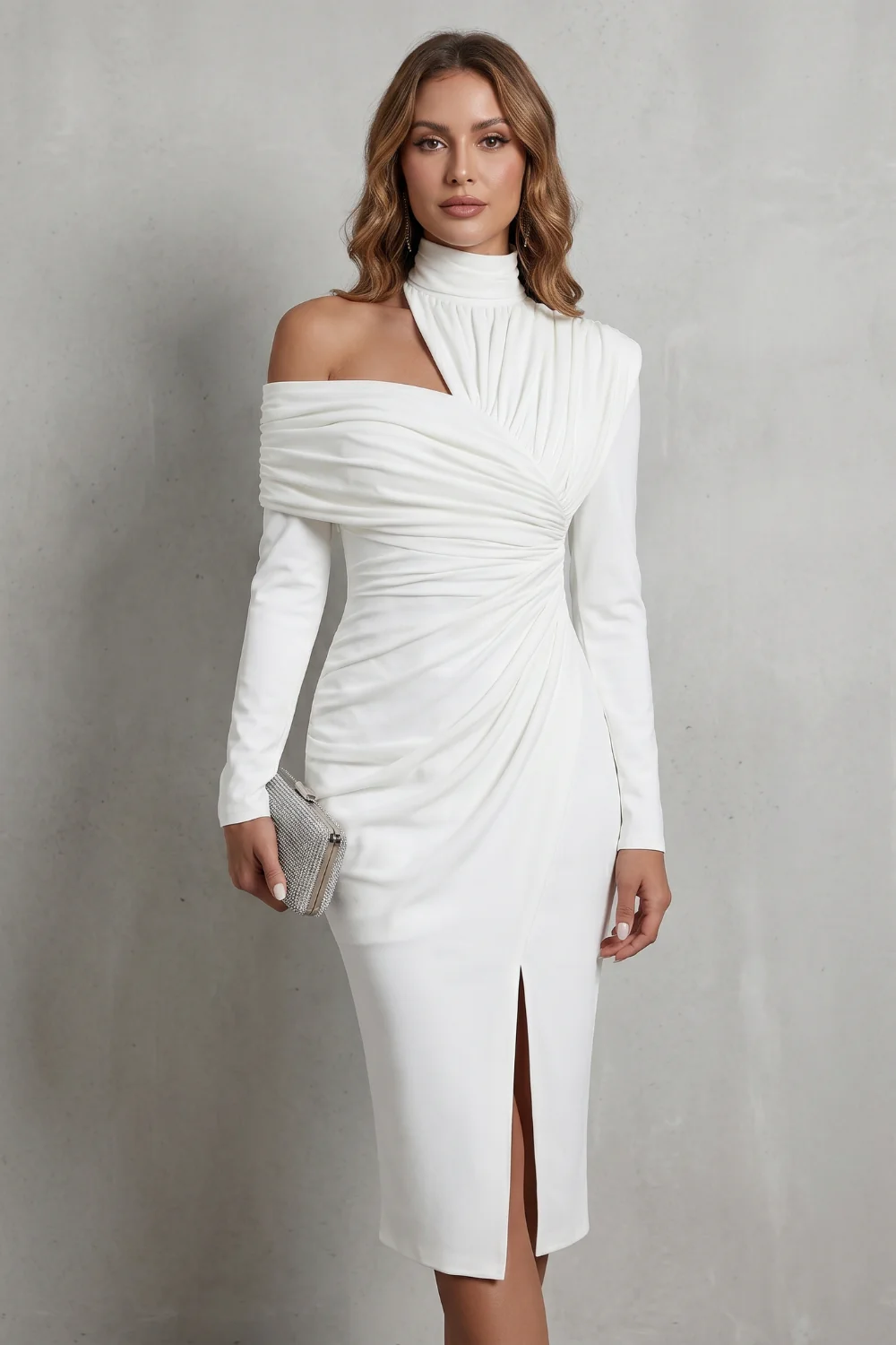 Élarise – Draped couture elegance – Midi dress - Image 2