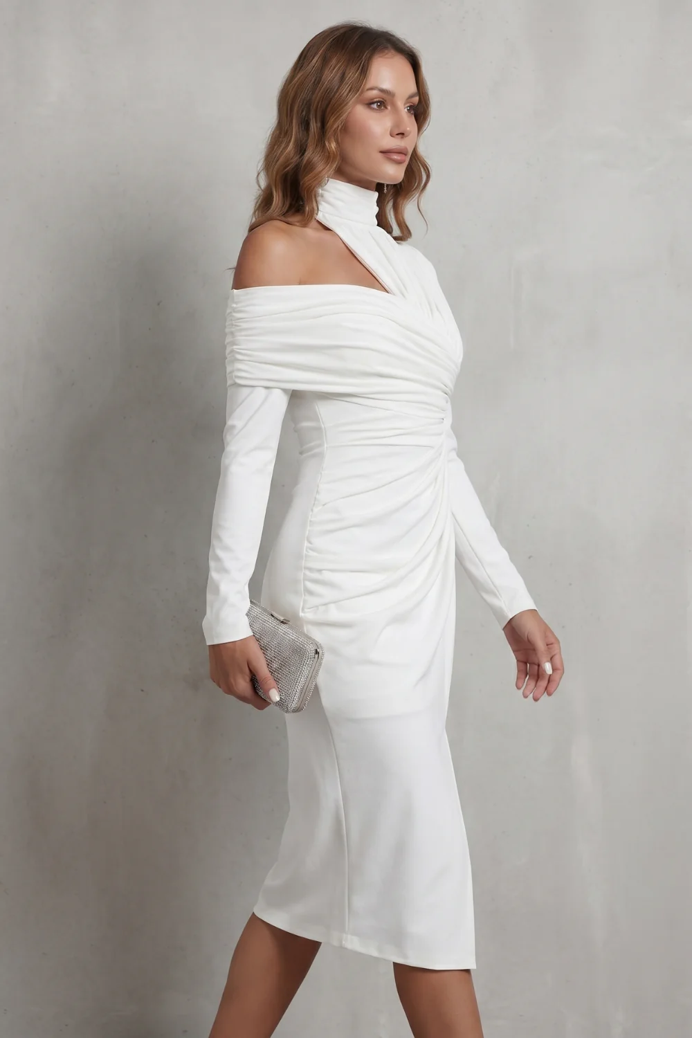 Élarise – Draped couture elegance – Midi dress - Image 3