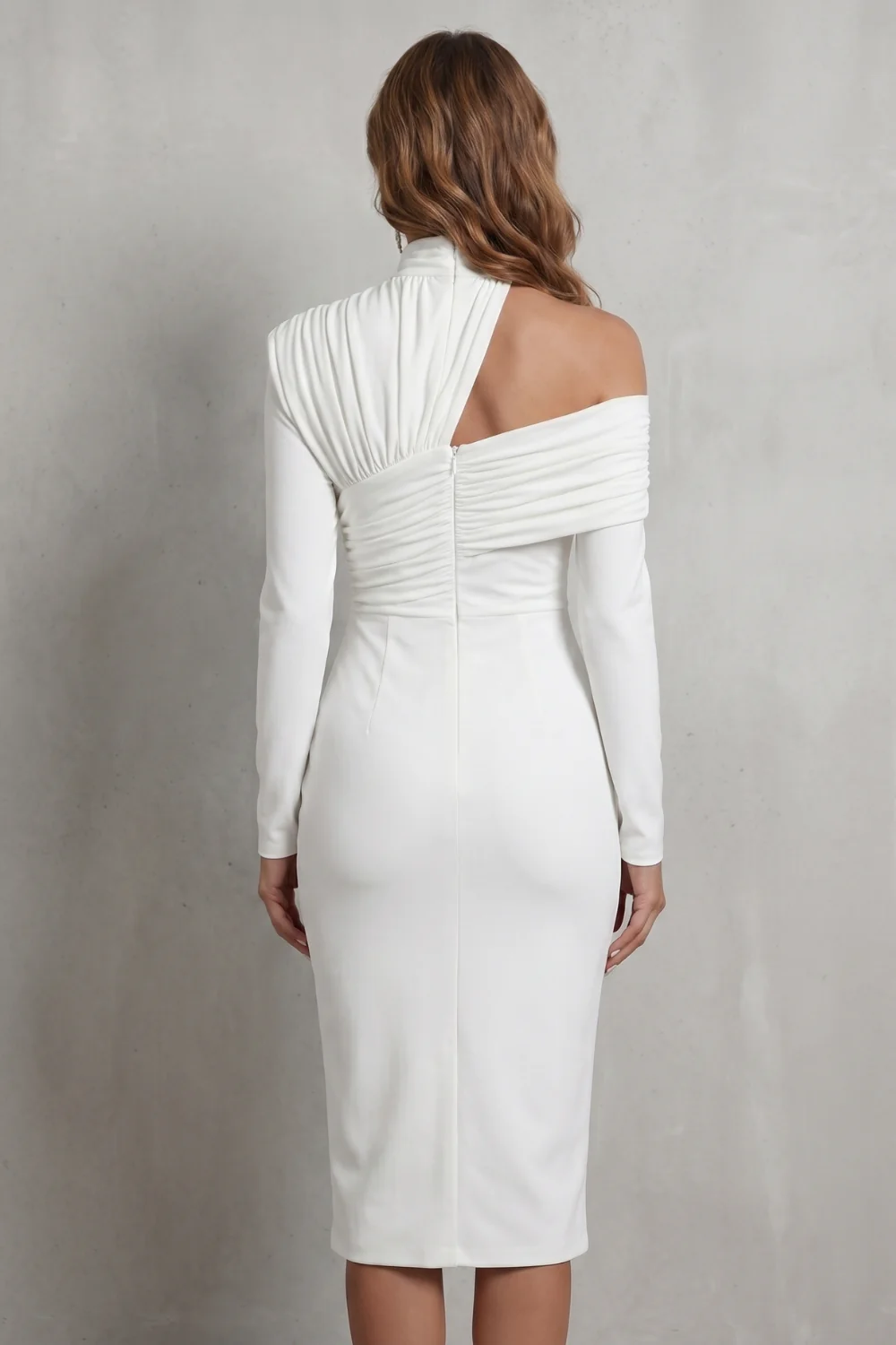 Élarise – Draped couture elegance – Midi dress - Image 4