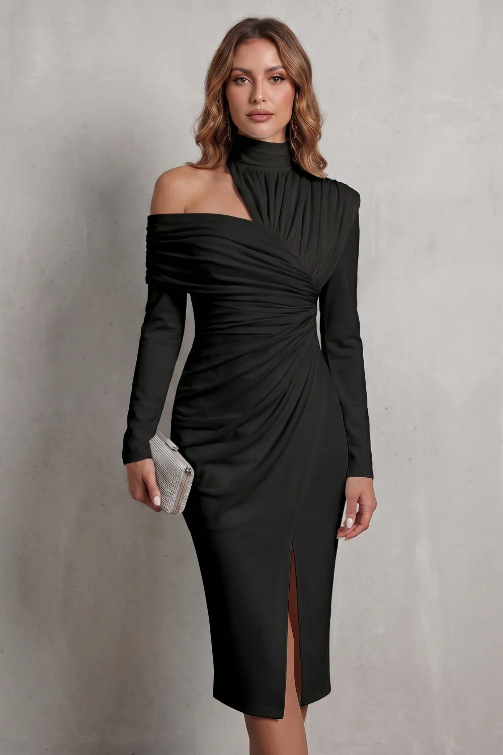 Élarise – Draped couture elegance – Midi dress - Image 6
