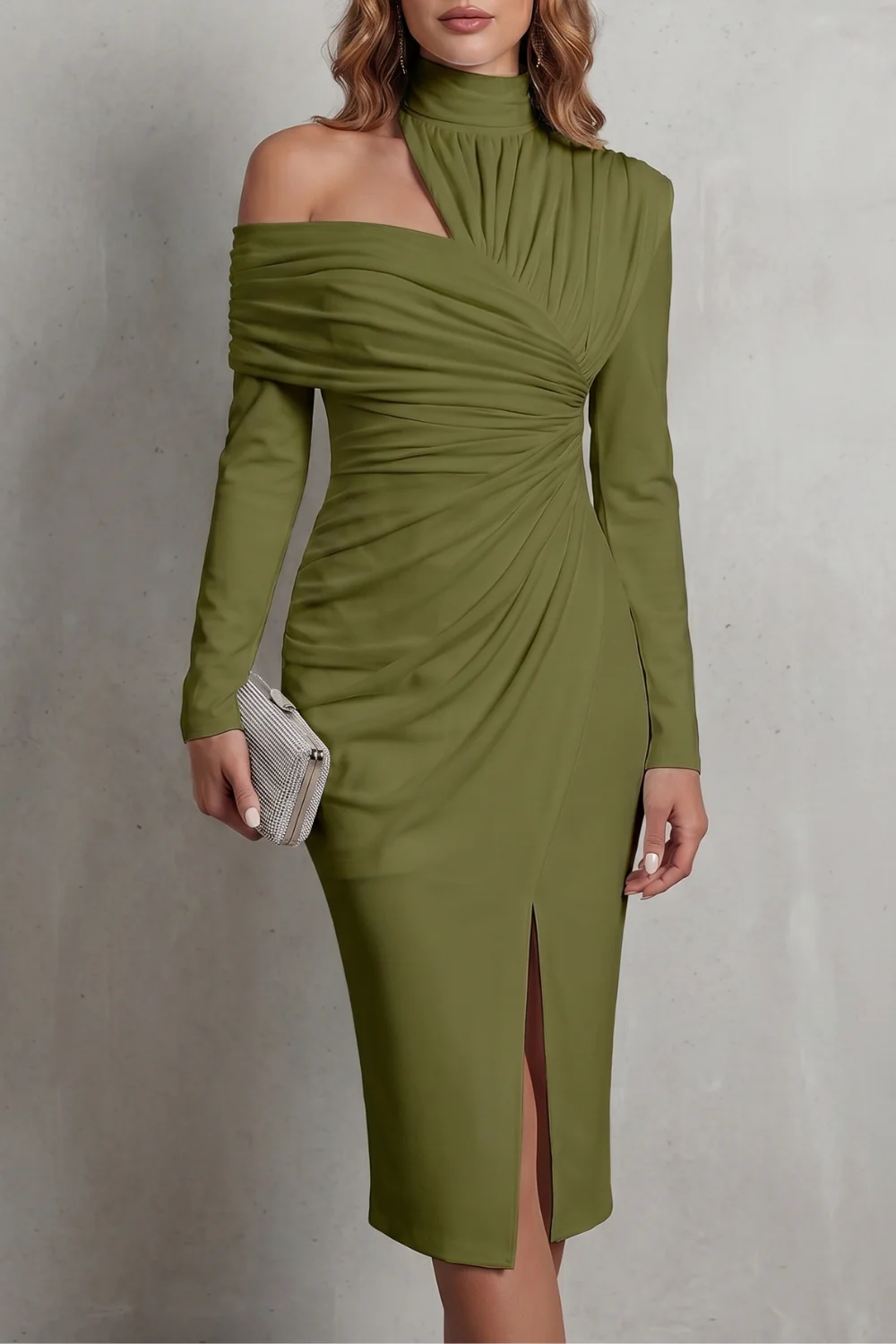 Élarise – Draped couture elegance – Midi dress - Image 7