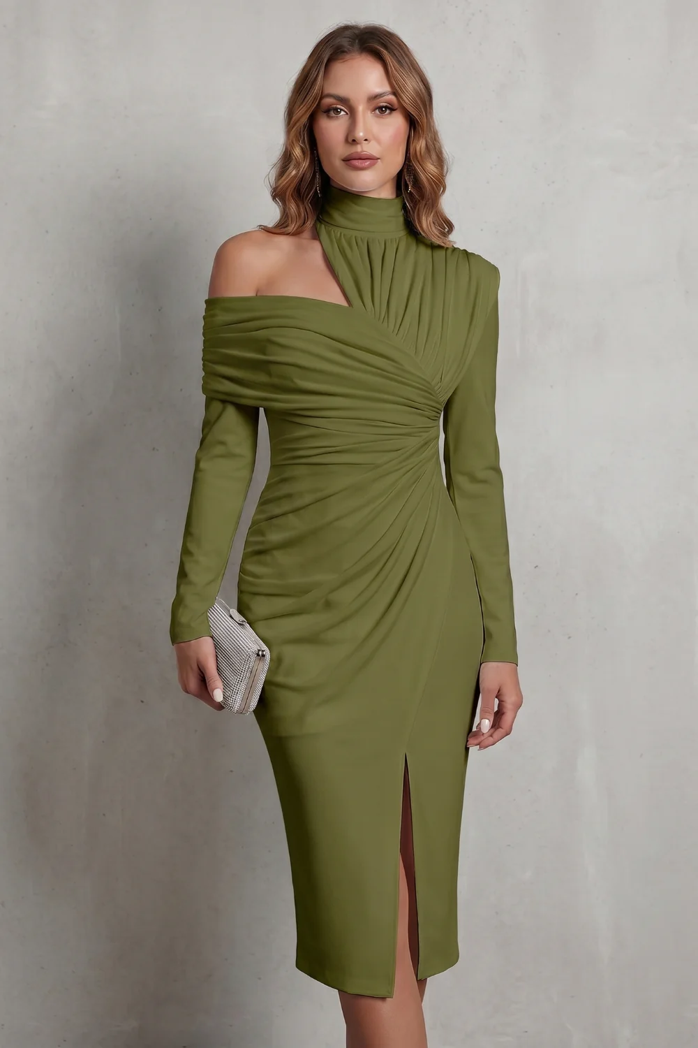 Élarise – Draped couture elegance – Midi dress - Image 8