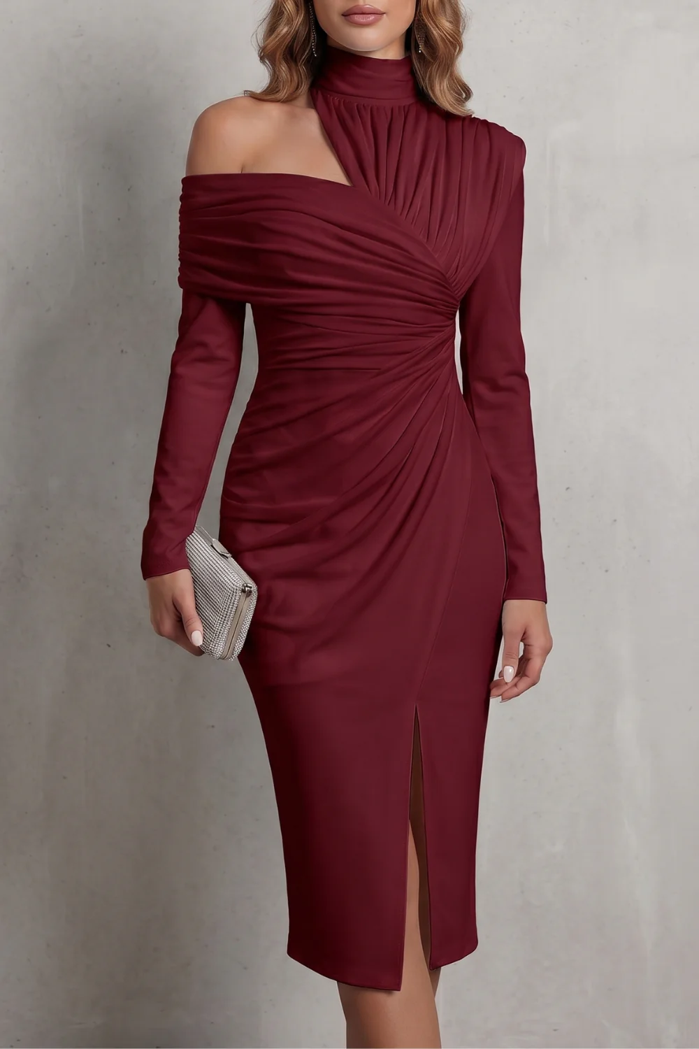 Élarise – Draped couture elegance – Midi dress - Image 9