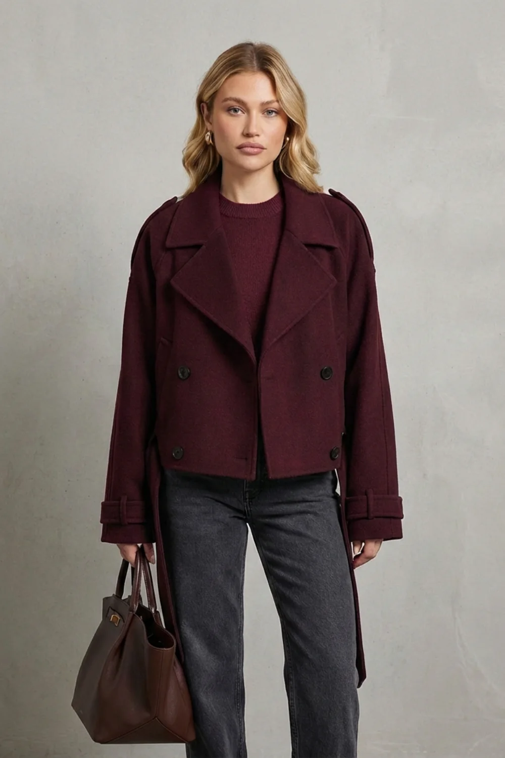 Élise – Double-breasted French Woolen Jacket – Cropped City Coat - Image 6