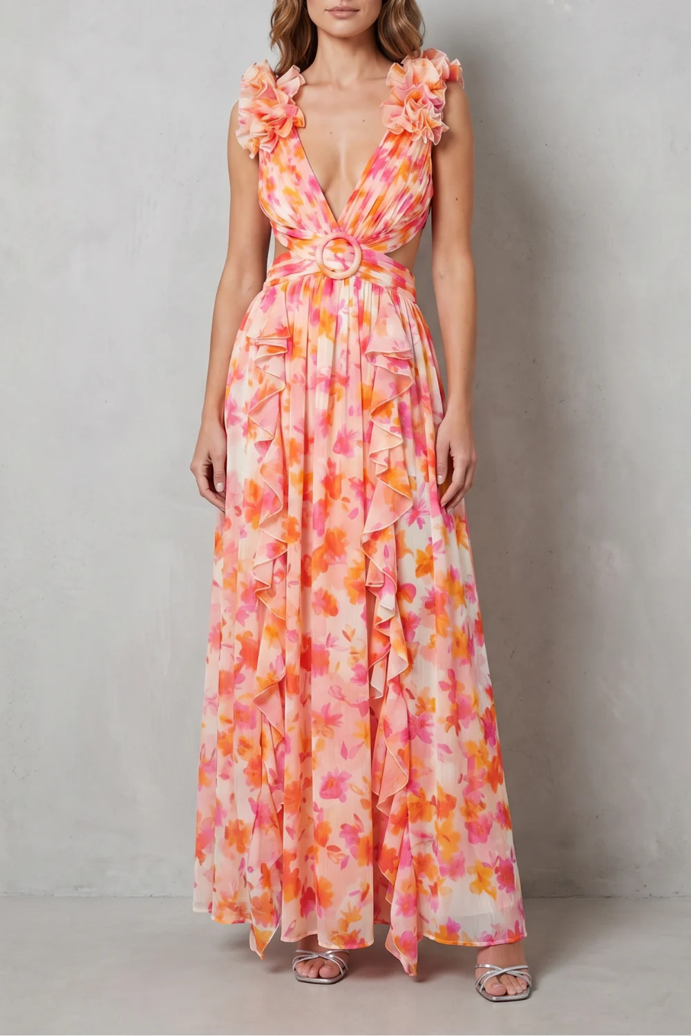Elizara – Ruffled floral romance – Maxi dress