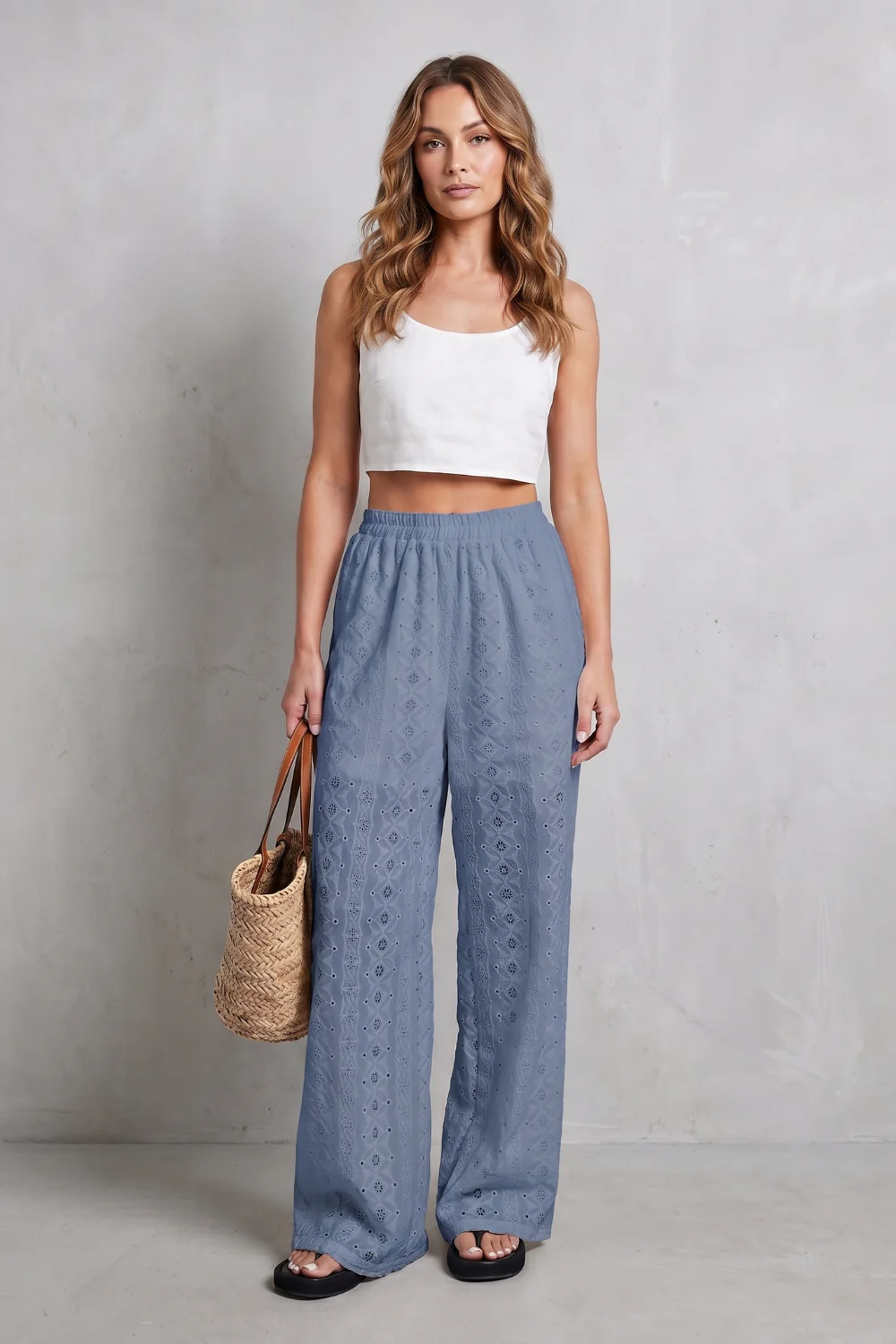 Élodienne – Broderie anglaise grace – Wide-leg trousers - Image 10