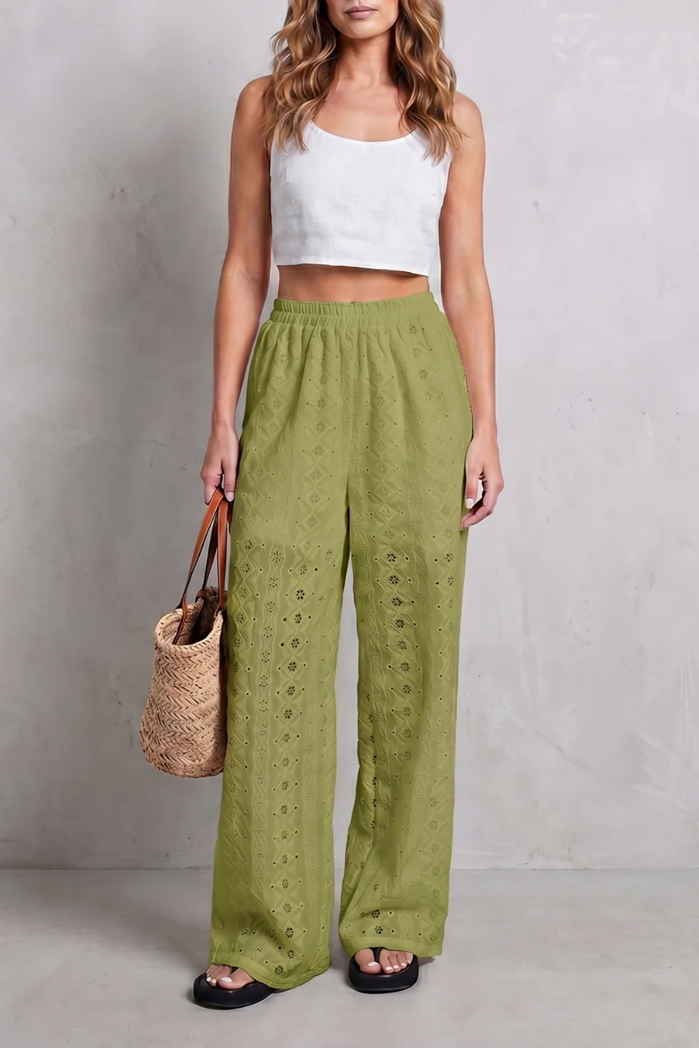 Élodienne – Broderie anglaise grace – Wide-leg trousers - Image 11