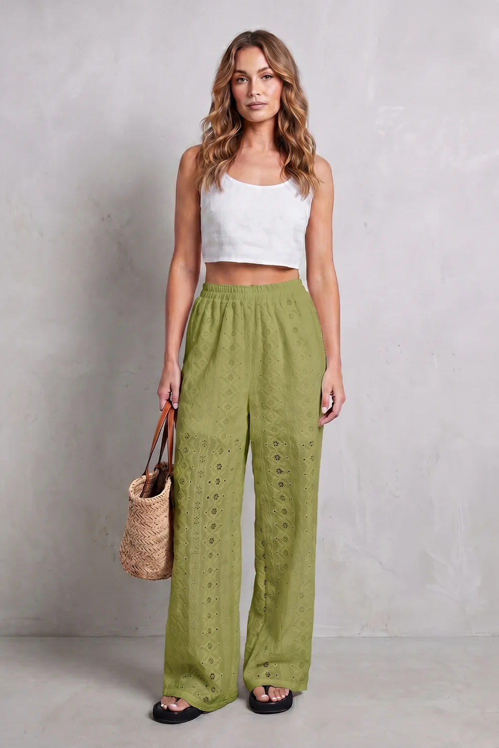 Élodienne – Broderie anglaise grace – Wide-leg trousers - Image 12