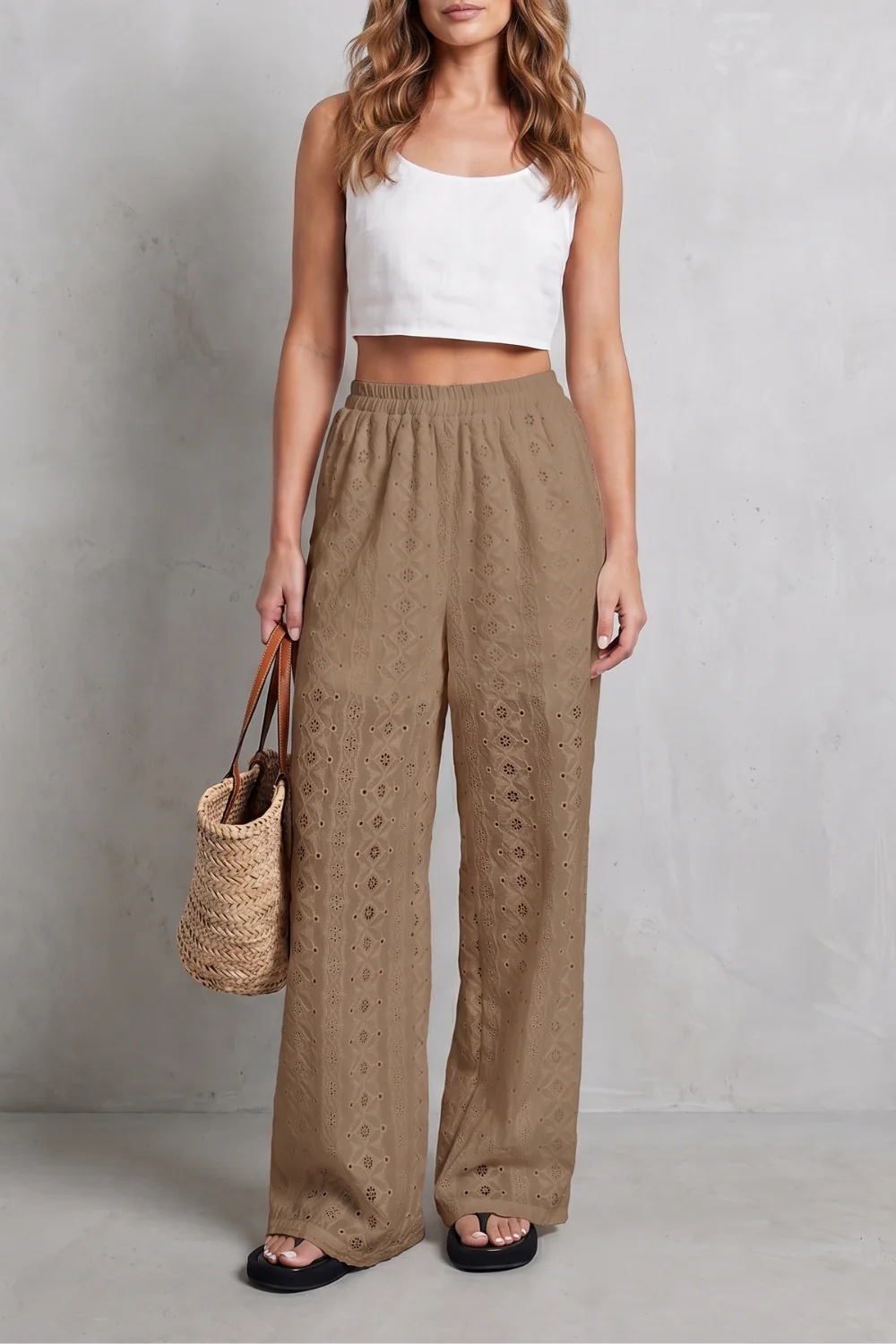 Élodienne – Broderie anglaise grace – Wide-leg trousers - Image 7