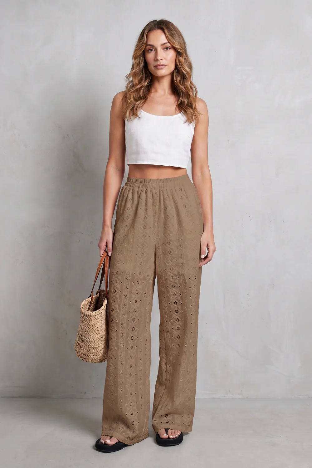Élodienne – Broderie anglaise grace – Wide-leg trousers - Image 8