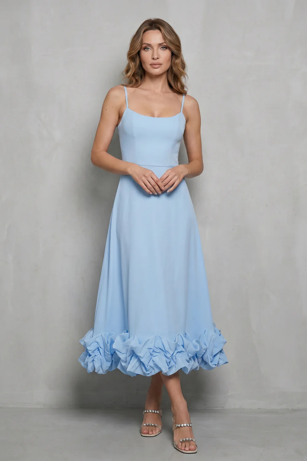 Elowenne – Romantic ruffle hem – Sleeveless midi dress - Image 2